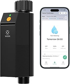 WOOX Smart WLAN Bewässerungscomputer, Kein Hub Erforderlich 2,4GHz Bewässerungsuhr, App/Sprachs…