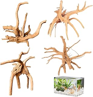 4 Stück Aquarium Wurzel, Aquarium Holz Treibholz Deko 12-20CM Wurzelholz Zufällige Form Holzsta…