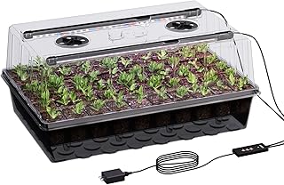 Patigrow 60-Zellen Selbstbewässernder Zimmergewächshaus Anzuchtkasten mit Wachstumslicht,Mini G…