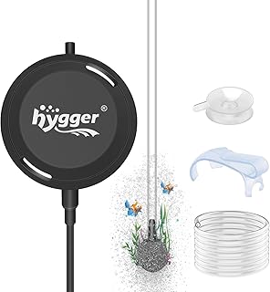 hygger Aquarium Luftpumpe, Sauerstoffpumpe Aquarium Mini 1.5W, Sehr Leise ≤33 dB, 420ml/Min, Fi…