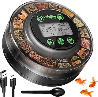Papettly Futterautomat Aquarium, Automatischer Fischfutterautomat für Aquarium mit Timer, Futter…