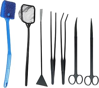 7 in 1 Aquarium Aquascaping Set, Edelstahl Scheren und Pinzette Spatel Werkzeug Satz für Tank Aq…