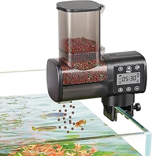 hygger Automatischer Futterspender Fische, Futterautomat Aquarium für Koi Fische Teich mit LCD D…