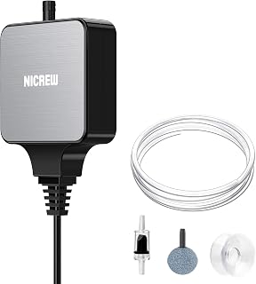 NICREW Aquarium Luftpumpe, Nano Silent Mini Sauerstoffpumpe mit Rückschlagventil, Sehr Leise <33…
