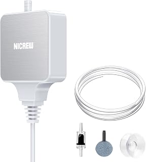 NICREW Aquarium Luftpumpe bis 40 L, Nano Silent Sauerstoffpumpe 18 L/H, 1,5 W, sehr Leise <33 dB,…