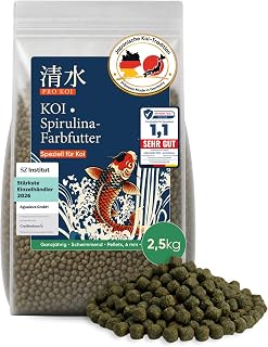 PRO KOI Spirulina-Farbfutter 8 L (ca. 2,6 kg) – Farbfutter ganzjährig | schwimmende Pellets 6 …