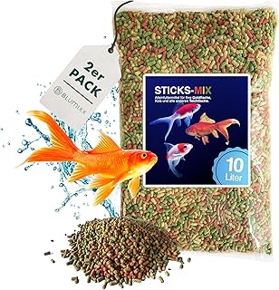 Teich Sticks Mix bunt 20 Liter (2X 10 L) Beutel, Premium Alleinfuttermittel, Fischfutter, Koifutt…
