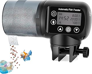 AQQA Futterautomat Aquarium,Automatischer Fischfutterspender mit 3 Fütterungsmodi,200ML programm…