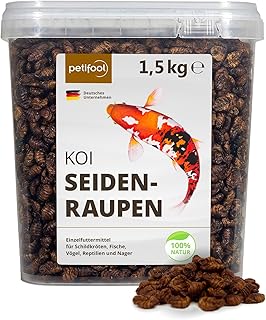 petifool Koi Seidenraupen 1,5kg – getrocknete Seidenraupen – gesunder Insektensnack für Schild…
