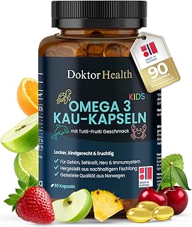Omega-3 für Kinder – Fruchtige Kau-Kapseln ohne fischigen Nachgeschmack – 90 Stück mit DHA & …