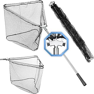 Kescher gummiert mit Hammerkopf [robust & stabil] Teleskop Kescher Angeln, Angel Kescher faltbar …