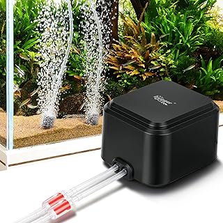 hygger Leiser Aquarienluftpumpe, Einstellbare geräuscharme Sauerstoffpumpe | <30dB für Aquarien…