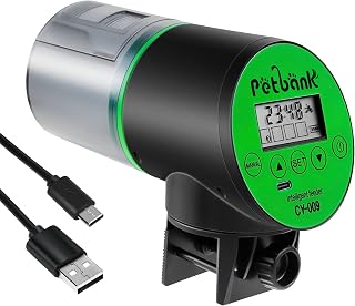 Futterautomat Aquarium, Fische Automatischer Fischfutterspender mit Typ-C Ladekabel, Fischtank 20…