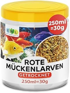 EWL Rote Mückenlarven getrocknet 30g (250ml) | Reines Fischfutter Aquarium | Geprüfte Qualität…
