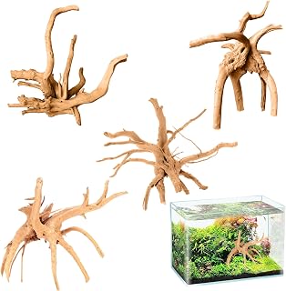 Moorkienwurzel Aquarium 4 Stück Aquarium Holz 12-20CM Deko Wurzel Treibholz Baumstamm Wurzelholz…
