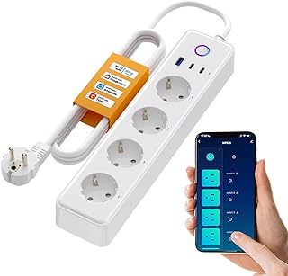MIUCDA Smart WLAN Steckdosenleiste mit 4 Steckdosen 10A, 1 USB und 2 Type-C Anschlüsse Mehrfachs…