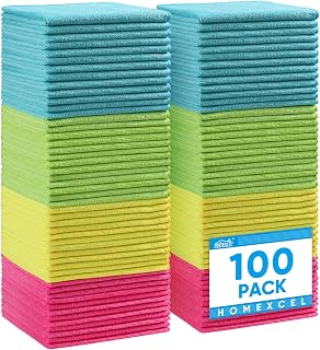 HOMEXCEL Microfasertücher 100 Stück, Mikrofasertücher Mikrofaser Reinigungstücher Putzlappen …
