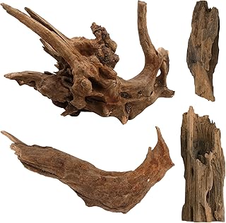 Naturholz Aquarium Wurzel Treibholz Deko Echtholz 4er-Set | 8–15 cm Aquarienholz für Aquascapi…