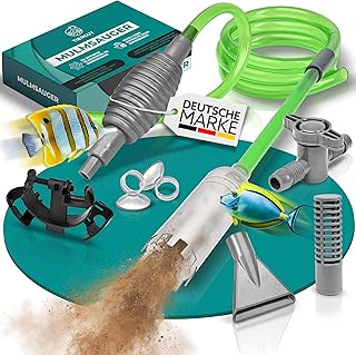 Mulmsauger Aquarium [9-teilig] – 3-in-1 Sauger für Boden-Reinigung, Wasserwechsel & Scheiben-Pfl…