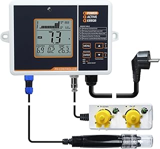 pH-Regler mit Temperaturkompensation, einstellbarer pH-Regelbereich von 4,5 bis 8,5 pH, doppelte …