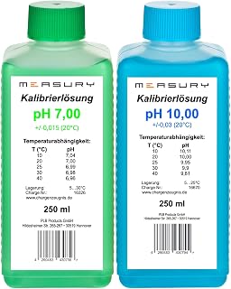 Measury pH Kalibrierlösung 7.00 + 10.00 – Pufferlösung je 250 ml Eichlösung | Kalibrierflüssi…