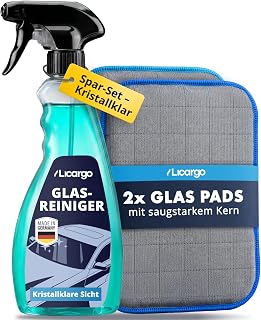LICARGO® Glasreiniger Auto Set innen & außen 750ml | 2x Carbon Pads mit 3-Lagen-Kern, streifenf…