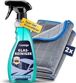LICARGO Autoscheiben Reiniger Set – Glasreiniger Auto 750ml & 2 Carbon Glastücher – Streifen…