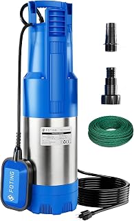 FOTING Tauch-Druckpumpe 4 inox, 1100W Tauchdruckpumpe mit 6800 l/h Fördermenge, Förderhöhe max…