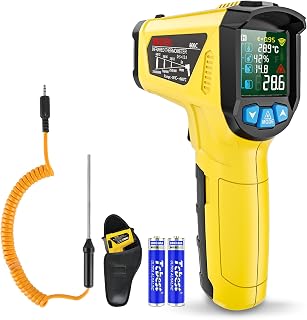 Infrarot Thermometer Laser MESTEK Temperaturmessgerät mit K-Sonde IR Pyrometer -50°C bis 800°C…