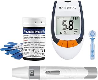 IEA Medical Blutzuckermessgerät Set AC-309 – 50 Teststreifen & 50 Lanzetten | Komplett-Set ohn…