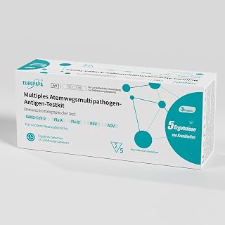 EUROPAPA 5 Stück 5-in-1 COVID-19, Influenza A/B & RSV & ADV Antigen Schnelltest für Zuhause, SA…