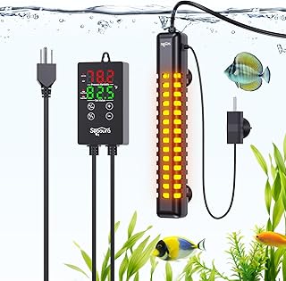 SEAOUR Aquarium Heizung 300W, 165-250L Heizstab Aquarium externer Regler mit Digitalanzeige Therm…
