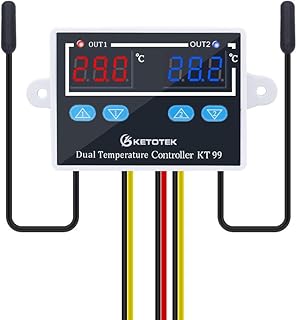 KETOTEK Digitaler Temperaturregler Thermostat 230V mit 2 Wasserdicht fühler | Temperaturwächter…