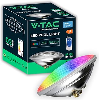 V-TAC LED Poolbeleuchtung Unterwasser Mehrfarbig RGB 12W – PAR56 – Stoßfeste Glaslampe für …