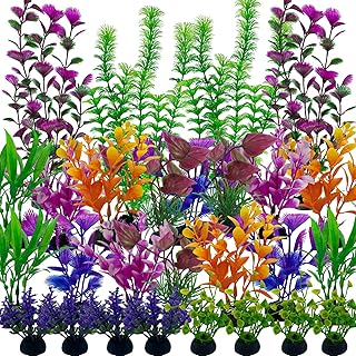 27 Stück Plastikpflanzen Dekoration Fuer Aquarium PVC KüNstliche Aquarium | Deko Bunt KüNstlic…