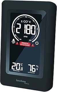 Technoline Co2 Messgerät WL1030, CO2-Anzeige, mit grafischen Lüftungsempfehlungen, NDIR schwarz