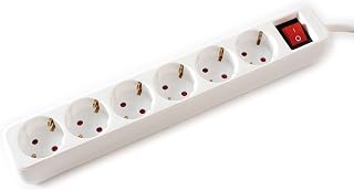 VALUE 6-Fach Steckdosenleiste mit Schalter, weiß, 6 m