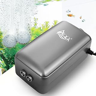 AQQA Aquarium Luftpumpe, ≤ 35dB Extrem Leise Aquarium Sauerstoffpumpe mit Doppel Rückschlagven…