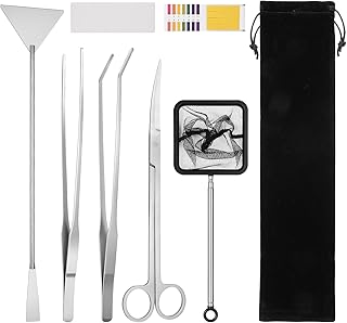 flintronic 7Stück Aquarium Aquascaping Tools, 4-in-1-Aquarium Schere Zangen