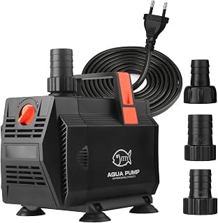 Tauchwasserpumpe Teichpumpe, 60W 3500L/H Wasserbrunnenpumpe Aquarium Wasserpumpe mit Durchflussko…