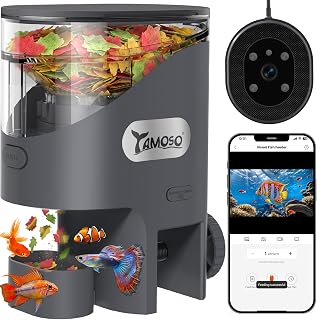 WiFi Futterautomat Aquarium mit Kamera, FischFlocken Futterspender