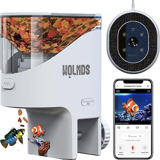 WiFi Futterautomat Aquarium mit Kamera, Fischflockenfutter Futterspender